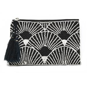 Gatsby Beaded Pouch Black & White