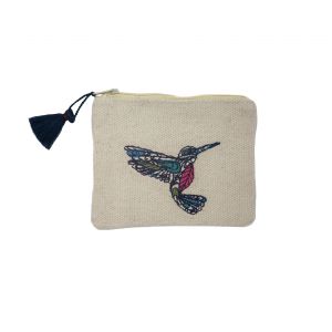Hummingbird Embroidered Coin Purse