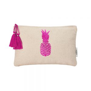 Pink Pineapple Tropics Foil Print Pouch
