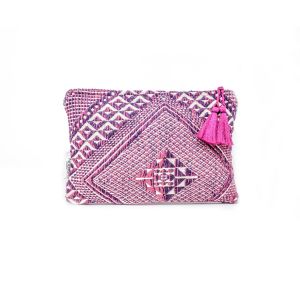 Miami Make-up Pouch Berry Geo Pattern