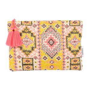 Pink and Yellow Geometric Miami Pouch