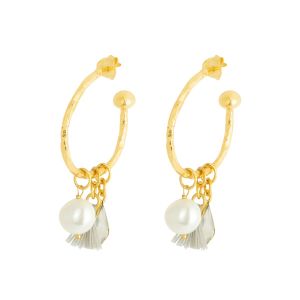Nicky White Small Charm Hoops