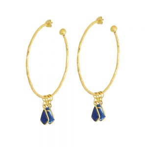 Nicky Charm Navy Large Hoops