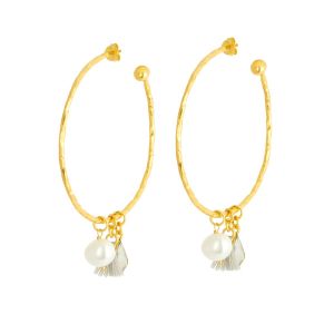 Nicky White Charm Large Hoops