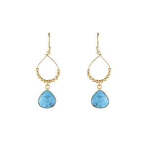 Bay Reef Gold Hoop Earrings - Turquoise