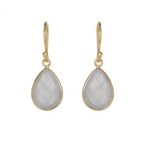 Ava Grey Chalcedony Gemstone Drop Earrings 