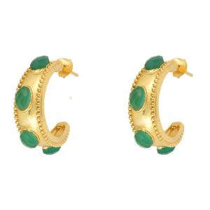 Daphne Hoop Earrings Green Agate