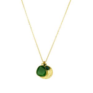 Spell Coin Charm Necklace Green Onyx