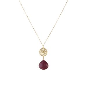 Ariana Gemstone and Filigree Charm Necklace in Red Berry Agate