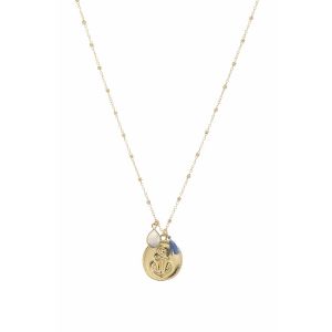Anchor Disc White Moonstone Necklace